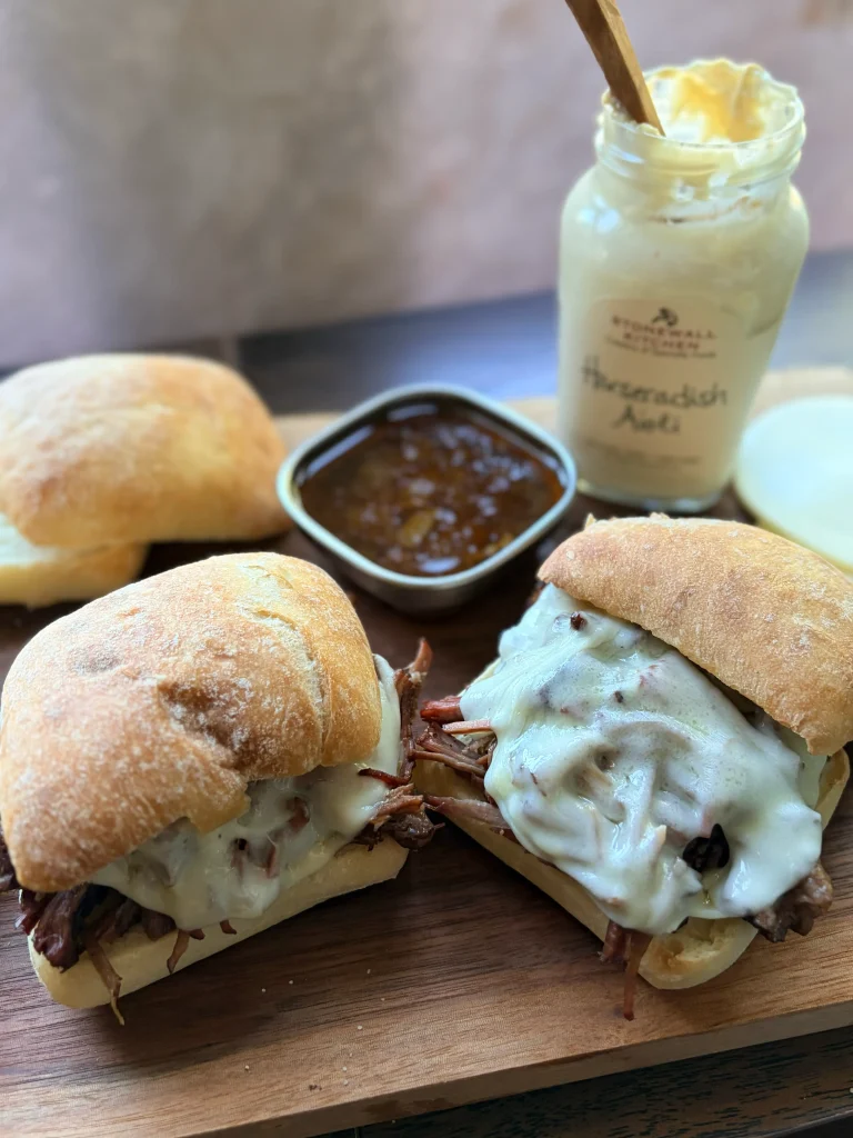 Juicy french dip sandwiches in the crockpot.