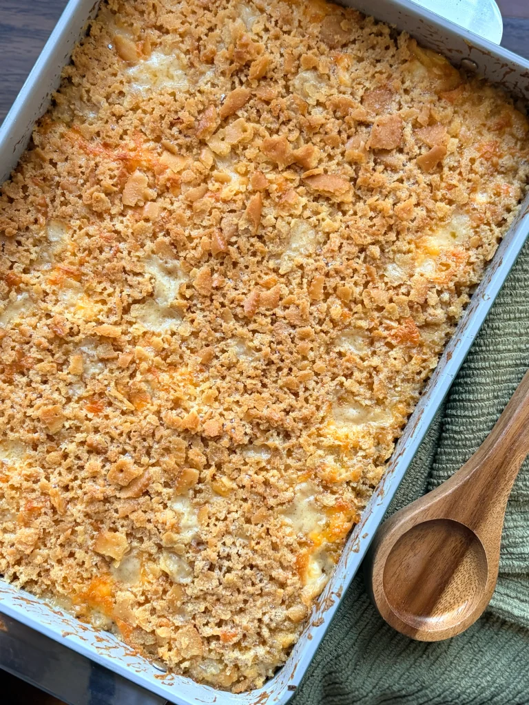 Creamy chicken casserole family dinner.