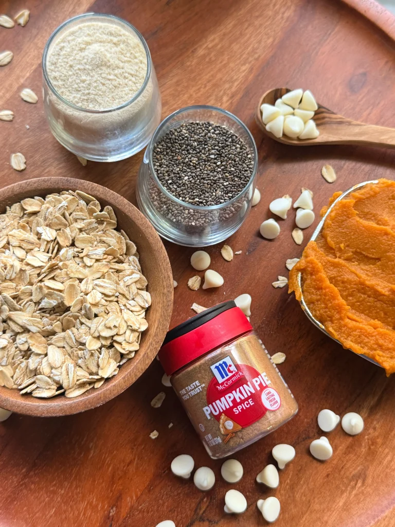 Ingredients for pumpkin pie protein balls.