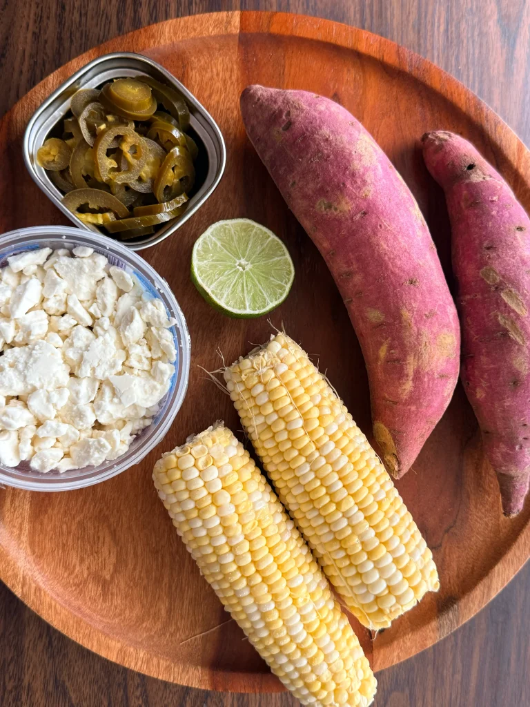 Ingredients for sloppy joe sweet potato bowls.